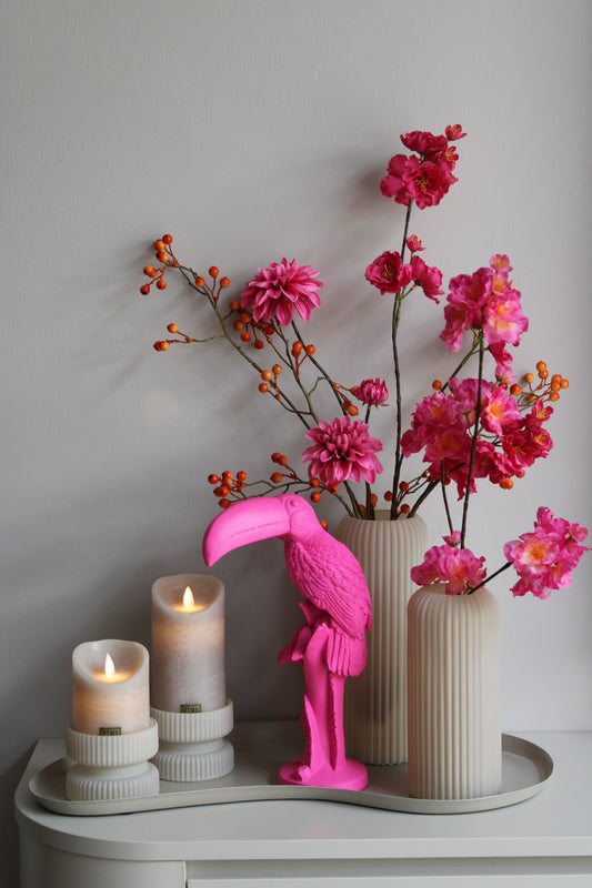 COMPLEET DIENBLAD | BEIGE/FUCHSIA