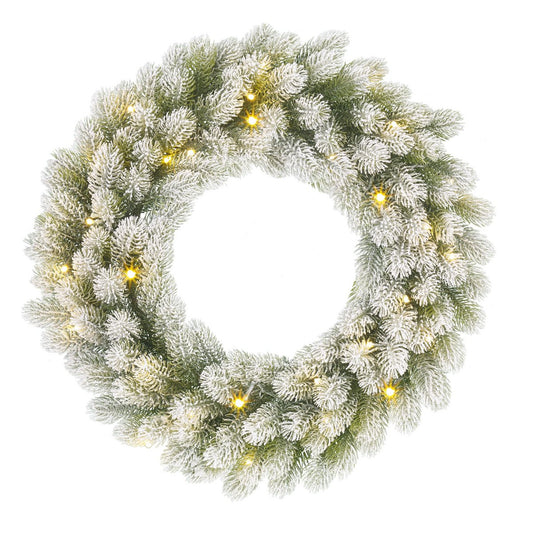 Nagoya Kerstkrans met LED Verlichting en Timerfunctie - H12 x Ø60 cm - Groen