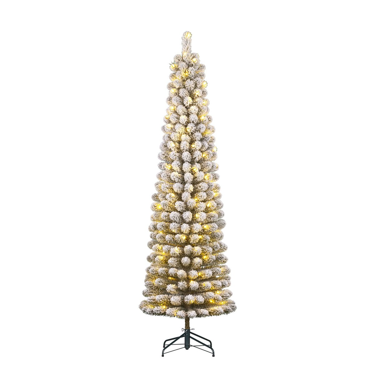 Charlton Smalle Kunstkerstboom met Warm Witte LED Verlichting - H230 x Ø58 cm - Groen Frosted