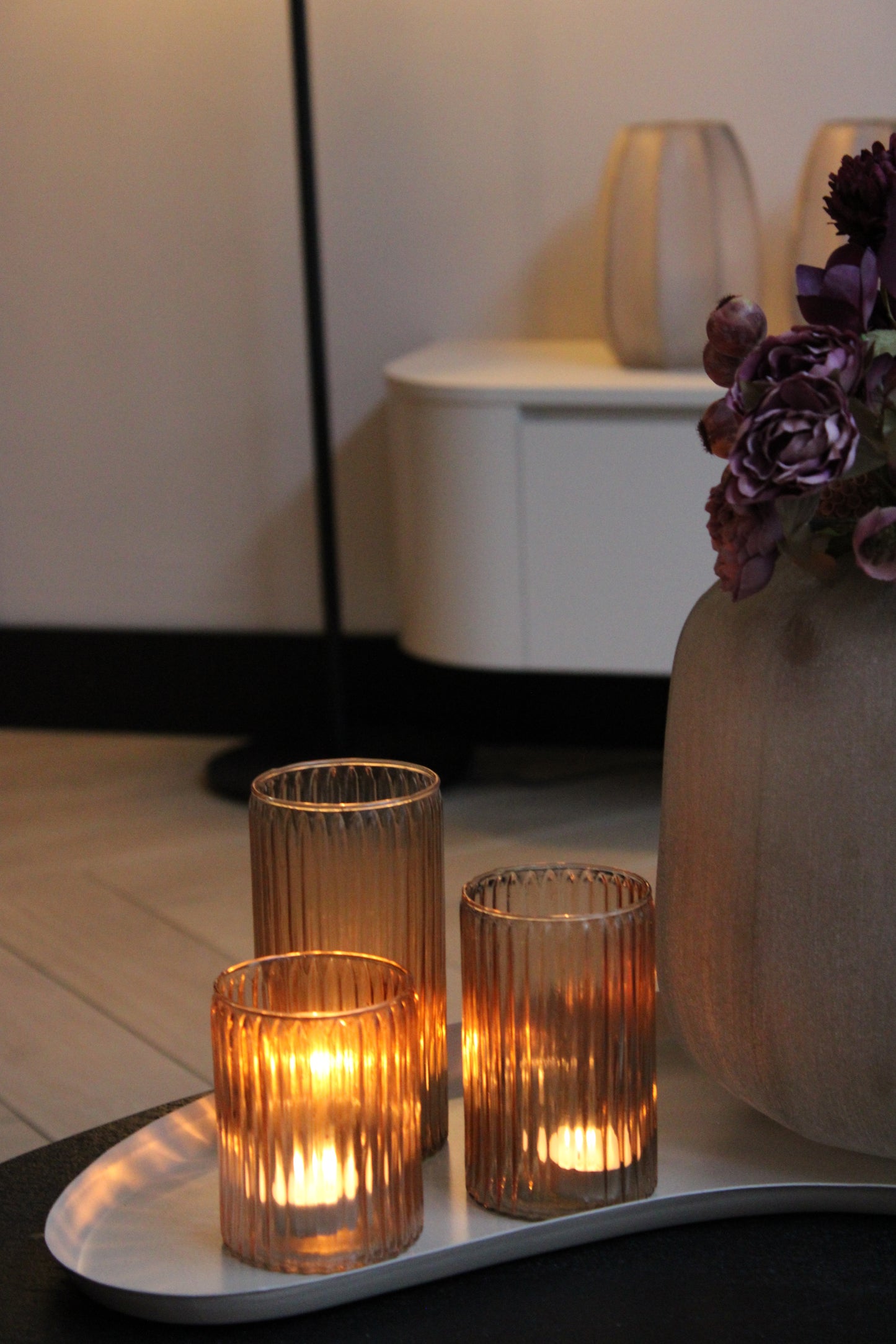 LUXE WAXINELICHTHOUDER | SET VAN 3 | TAUPE