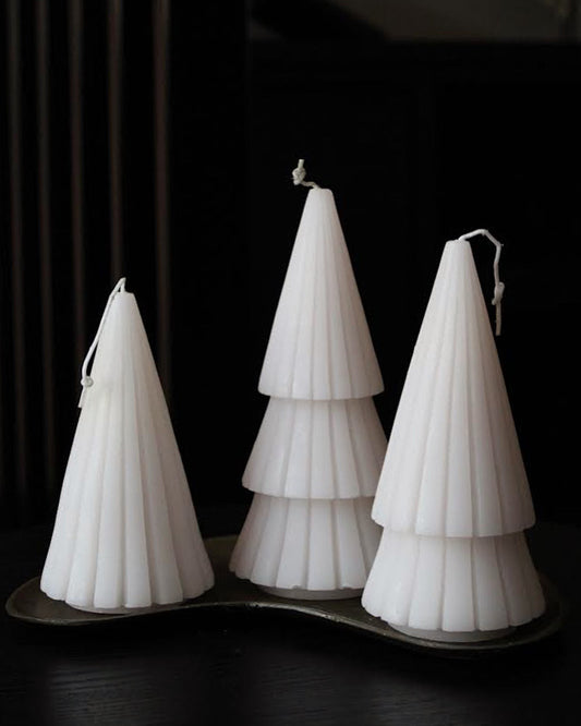 Kerstboom kaarsen beige (3 stuks)