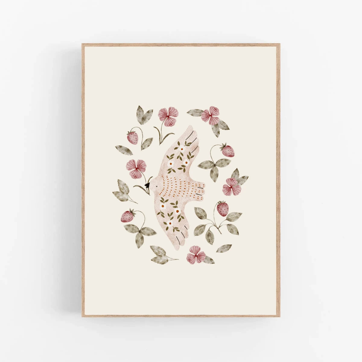 Set van 3 posters - Vlinders, vogels en bloemen | Lentetuin - Bloemen - Insecten - Kinderkamer poster - Babykamer poster - Wanddecoratie