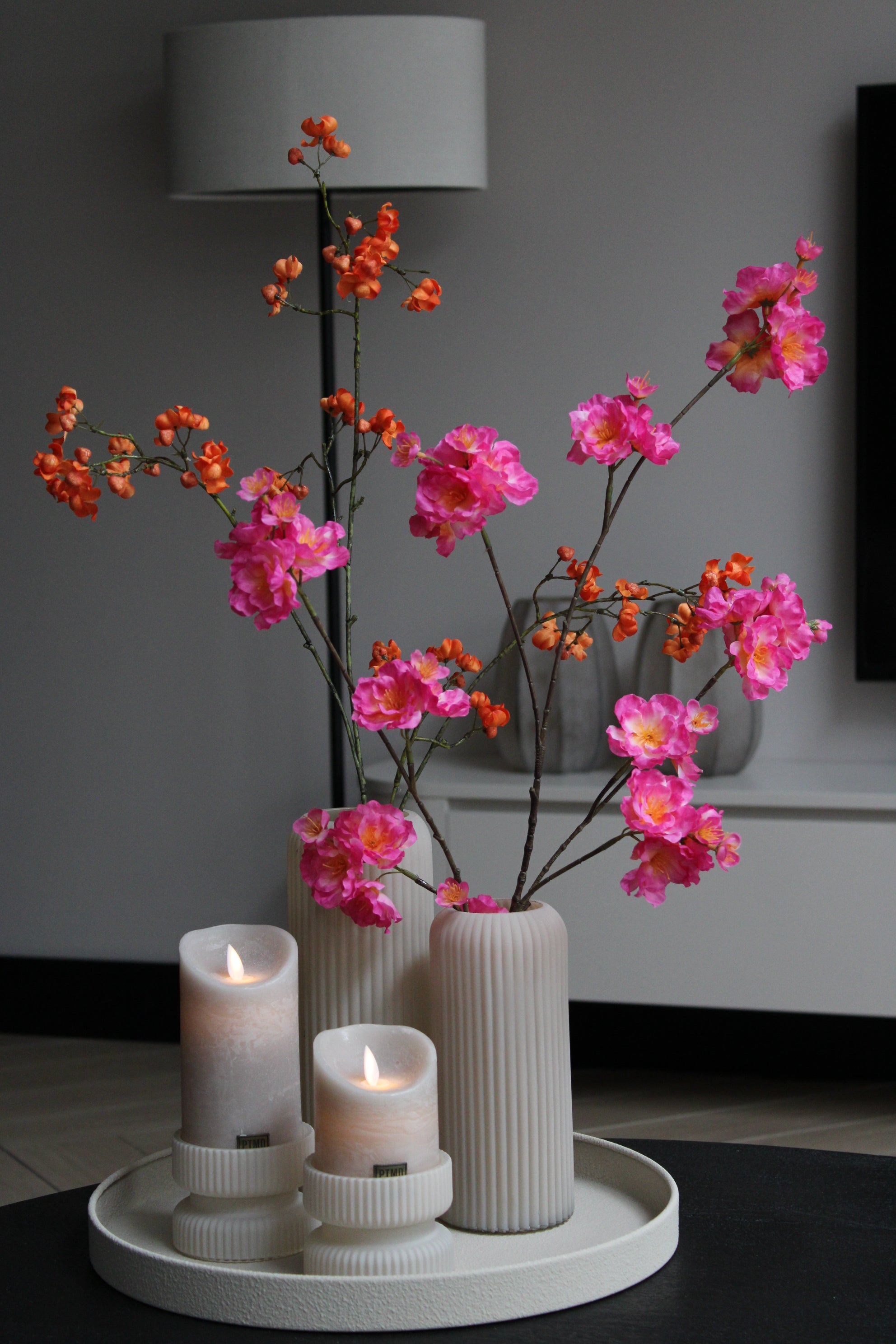 COMPLEET DIENBLAD | BEIGE / FUCHSIA | ROND