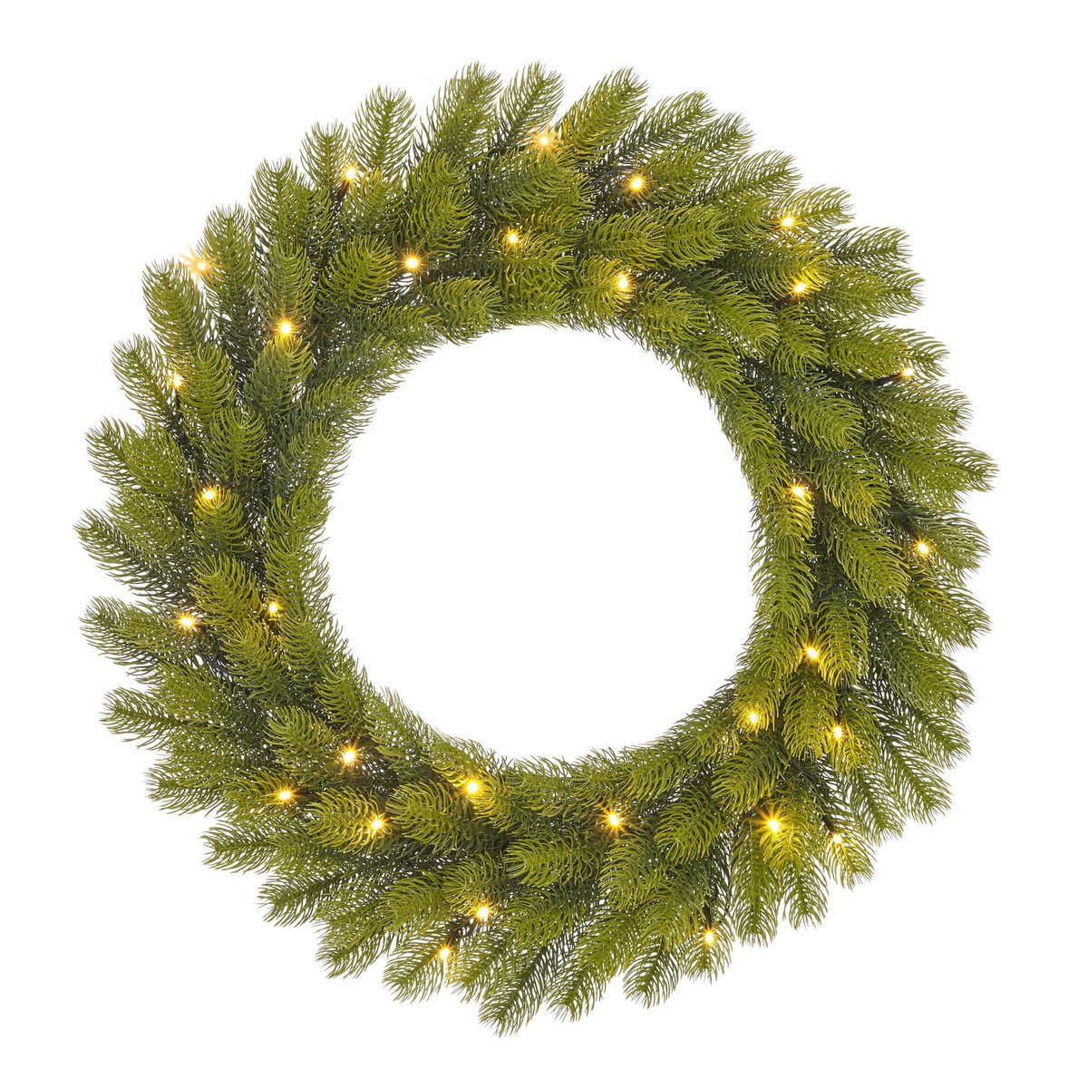 Nagoya Kerstkrans met LED Verlichting - H12 x Ø60 cm - Groen