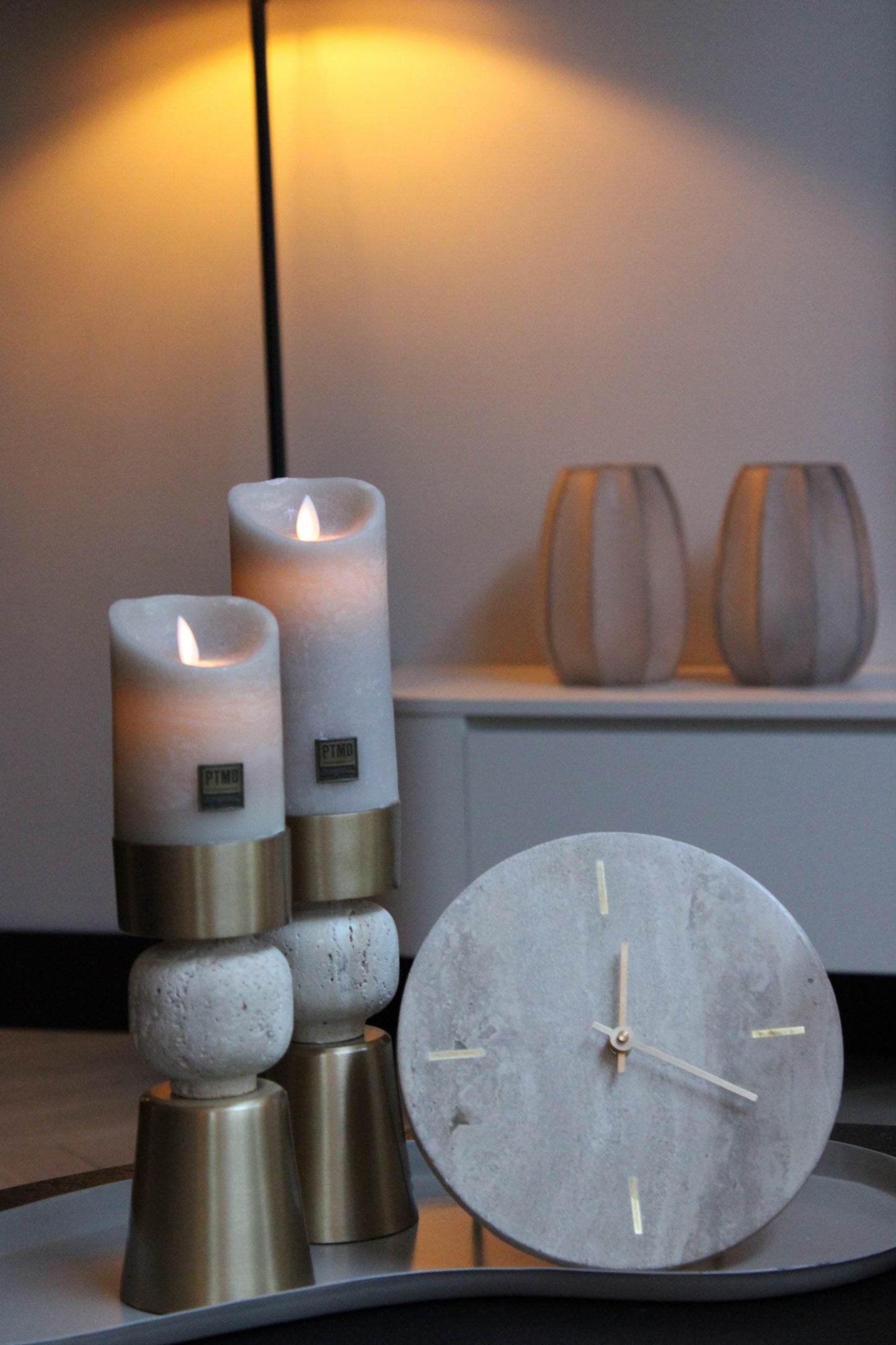 TRAVERTIN KANDELAAR | BEIGE