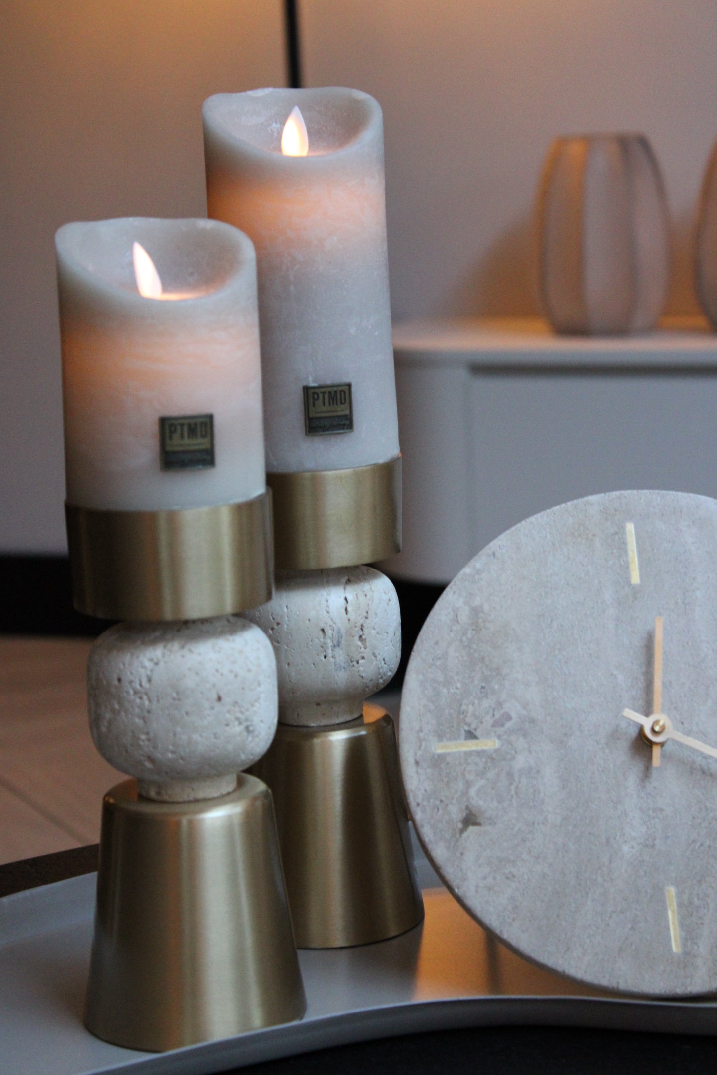 TRAVERTIN KANDELAAR | BEIGE