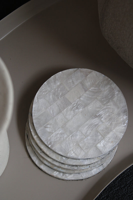 ONDERZETTERS | CAPIZ SCHELP | SET VAN 6