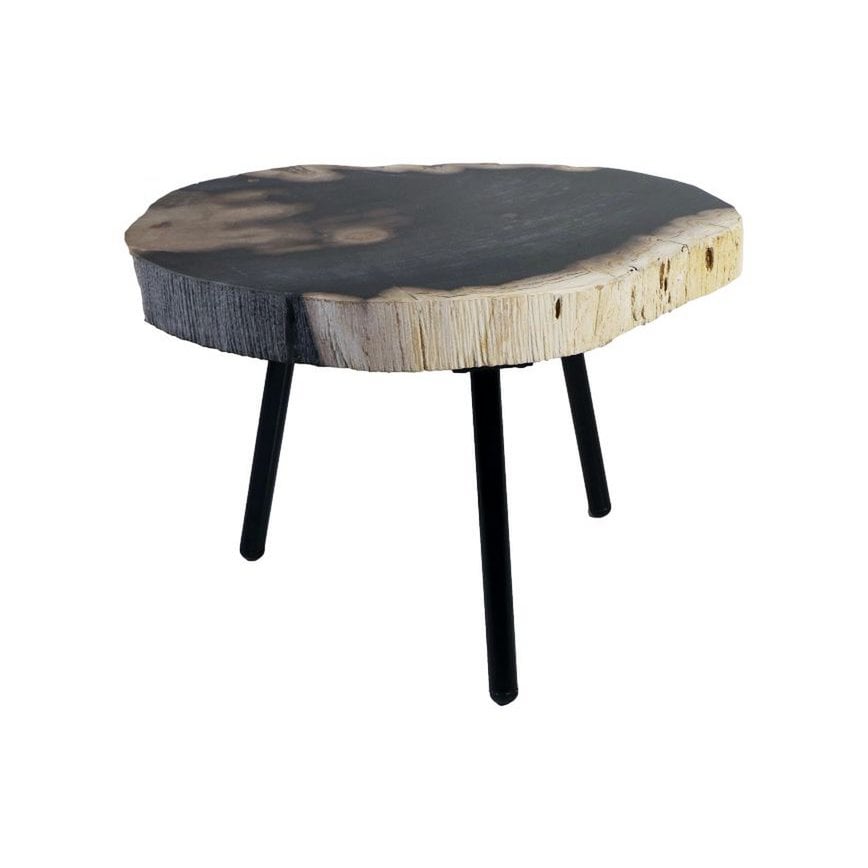 Salontafel Rond - ø41-43x30 - Naturel/Zwart - metaal