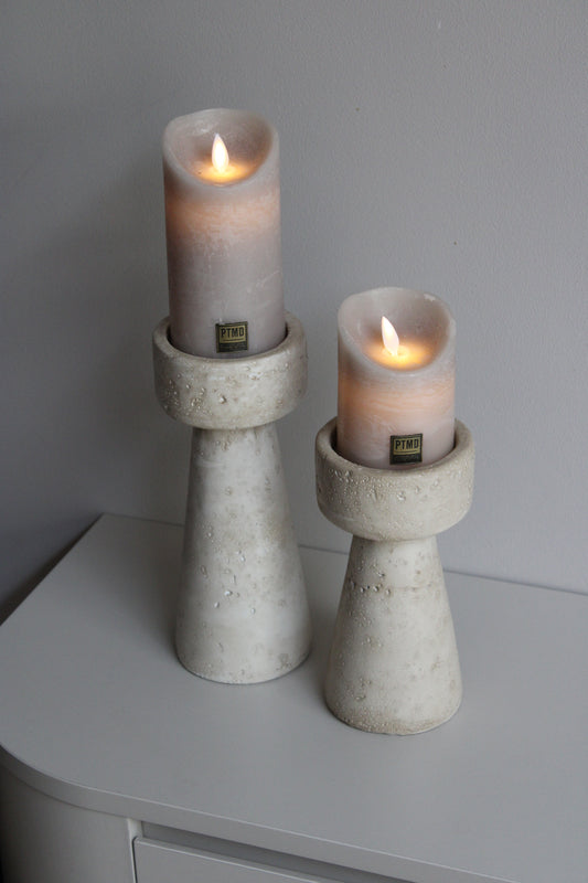 AARDEWERK KANDELAAR | BEIGE | SET VAN 2