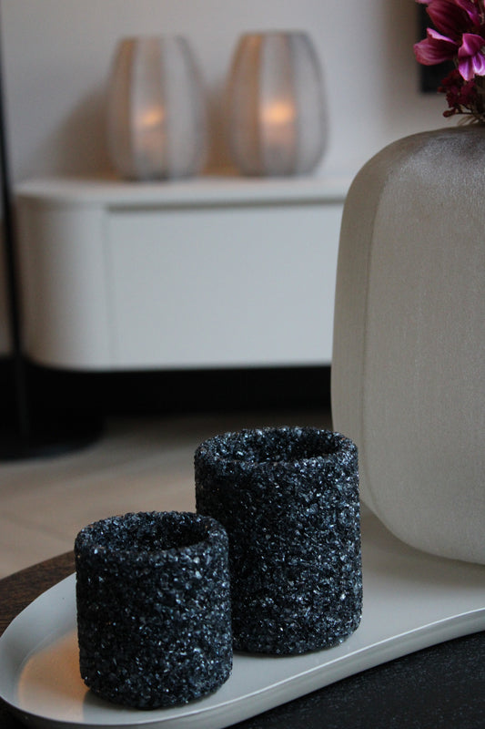 THEELICHT ZWART | SET VAN 2 | SPARKLY