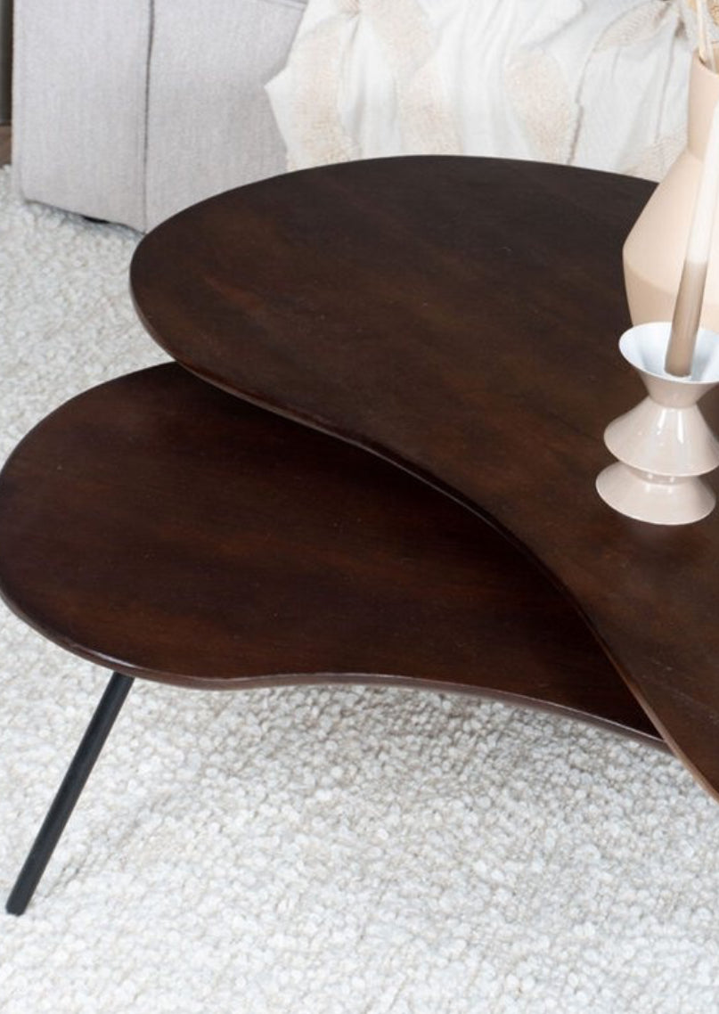 ORGANISCHE SALONTAFEL | BRUIN | SET VAN 2