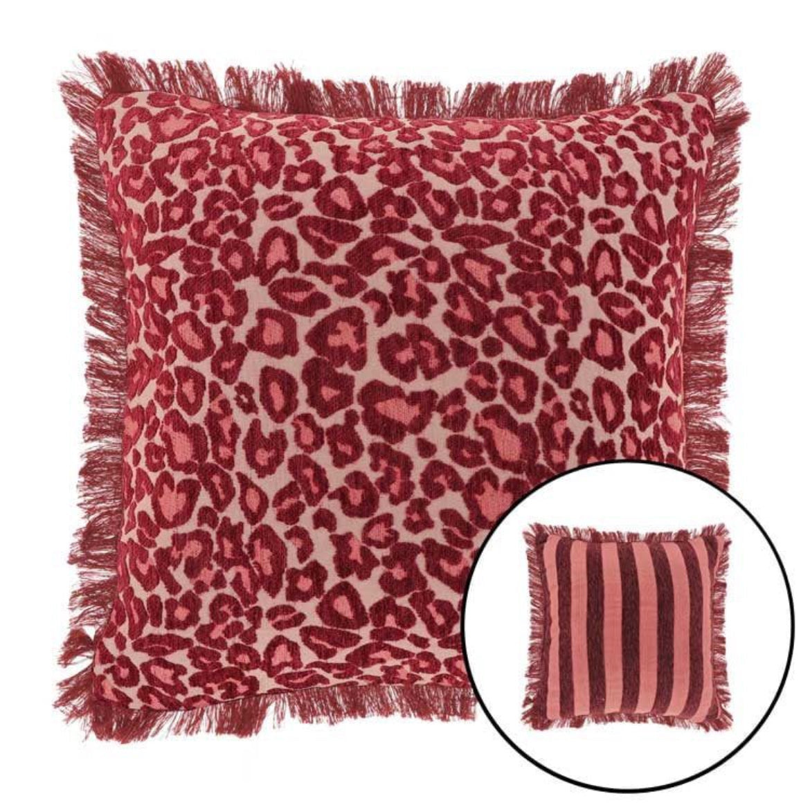 SIERKUSSEN NISA | LEOPARD ROZE / BURGUNDY | 45X45CM