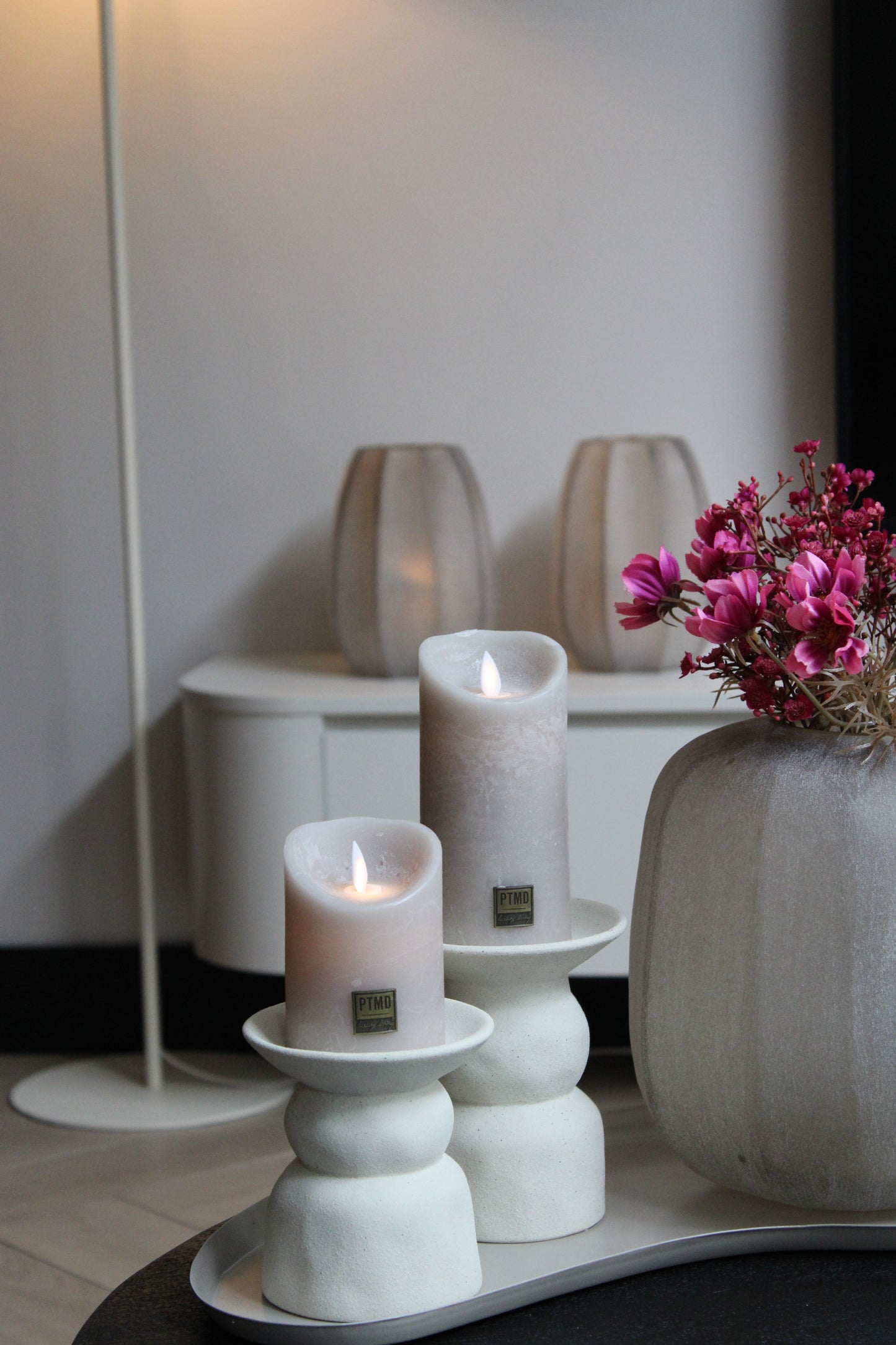 KANDELAAR ATRANI | LIGHT & LIVING | SET VAN 2 | MATT BEIGE