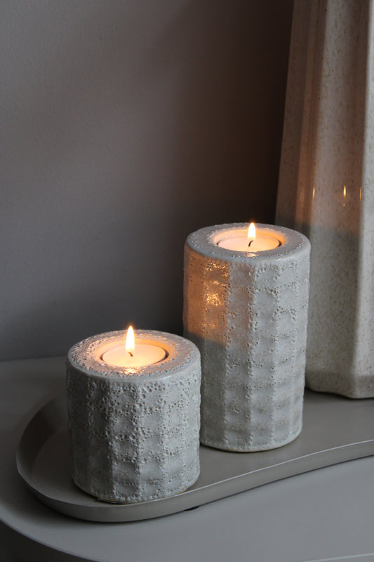 WAXINELICHTHOUDER | BEIGE | SET VAN 2
