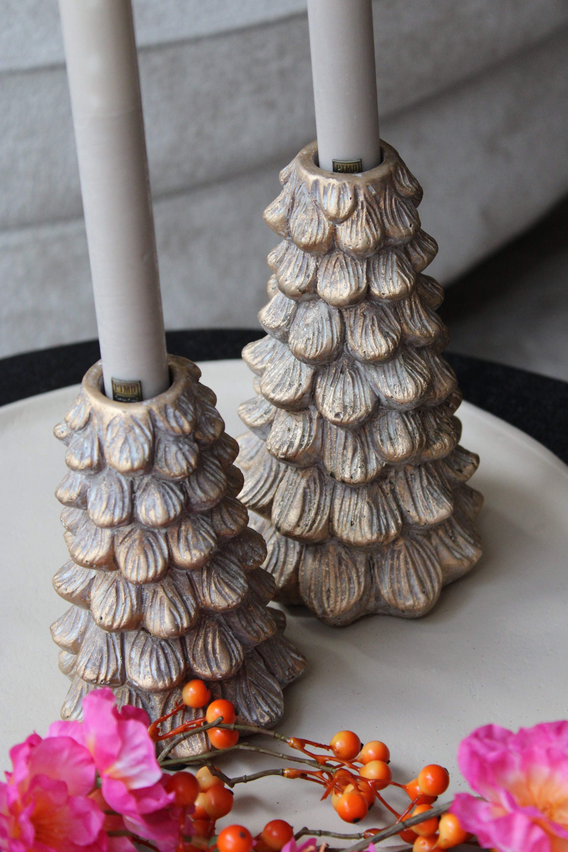 KANDELAAR | KERSTBOOM | SET VAN 2 | STEEN