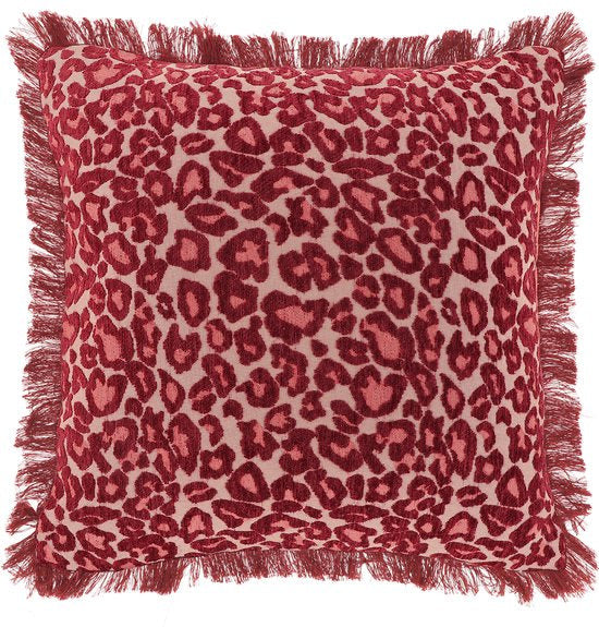 SIERKUSSEN NISA | LEOPARD ROZE / BURGUNDY | 45X45CM