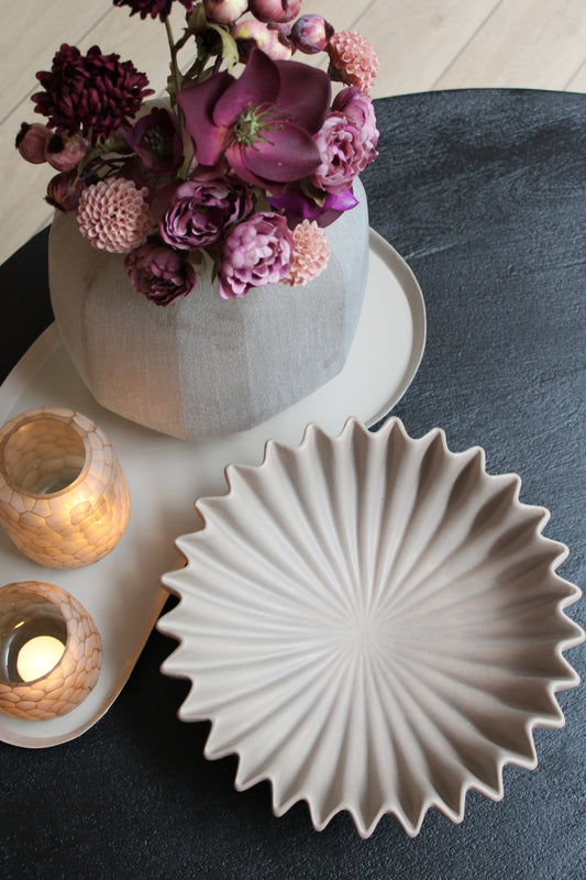 DECORATIE SCHAAL | FRUITSCHAAL | RIBBEL | TAUPE