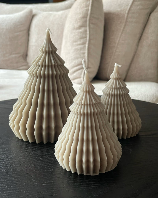 Kaarsen kerstboom ( 3 stuks) taupe