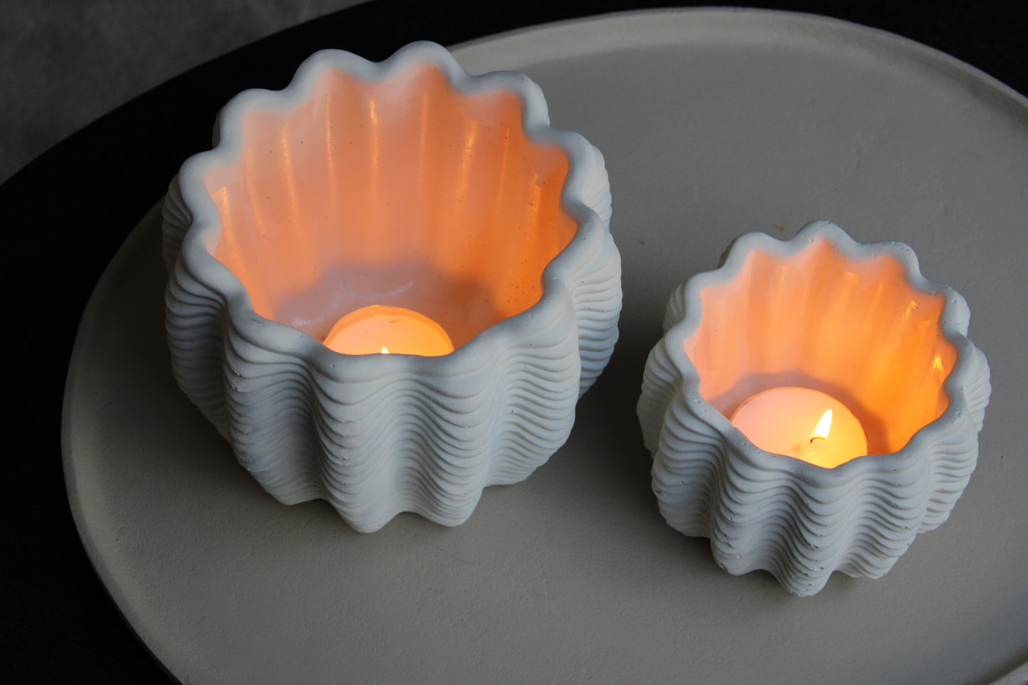WAXINELICHT HOUDER OCEANA | CREME | SET VAN 2