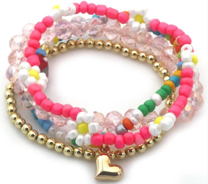 AA 0309 - Armbandenset – 4 stuks – Glaskralen & Bedel
