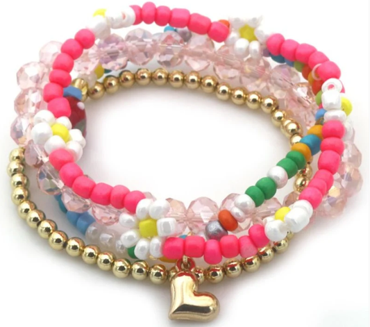 AA 0309 - Armbandenset – 4 stuks – Glaskralen & Bedel