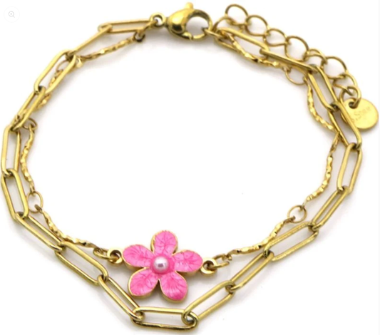 AA 0130 - Armband - Blush Bloom - 17-21 cm - Goudkleurig