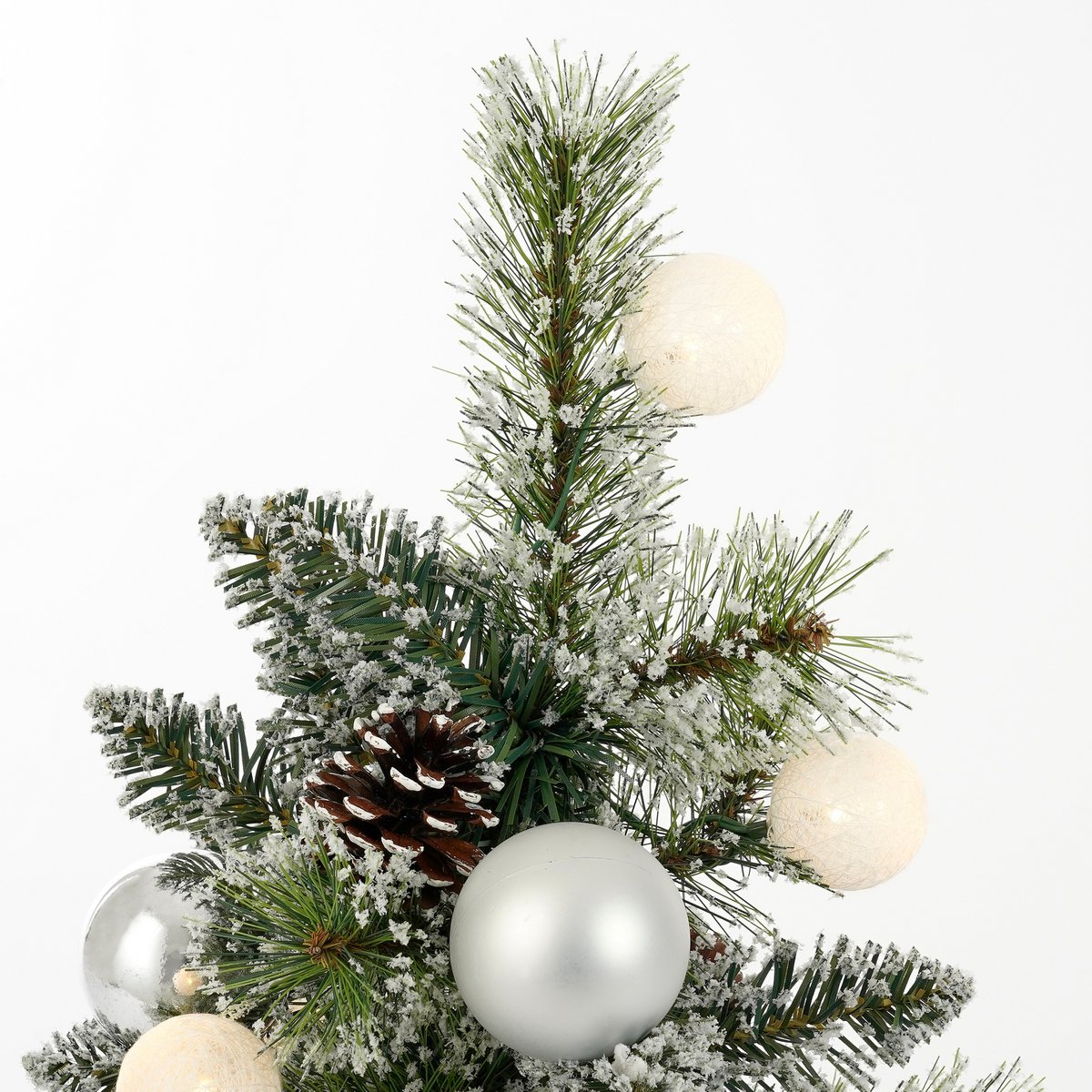 Kaprun Kunstkerstboom in Jute met LED Verlichting en Timerfunctie - H60 x Ø39 cm - Zilver, Groen