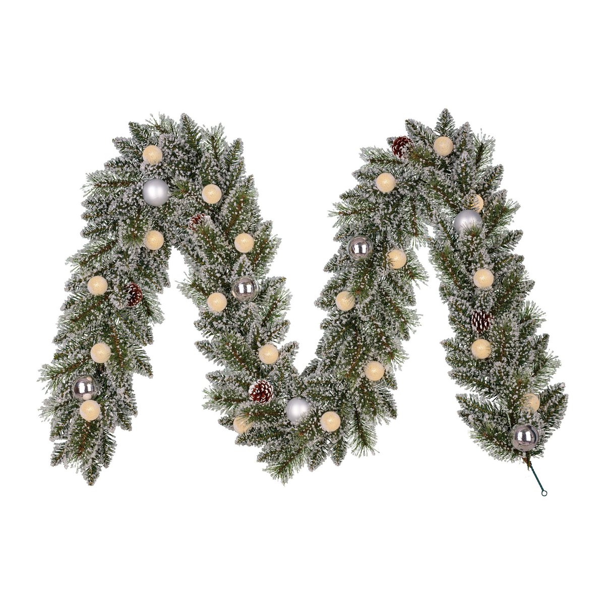 Kaprun Guirlande met LED Verlichting en Timerfunctie  - L270 x Ø25 cm - Zilver, Groen