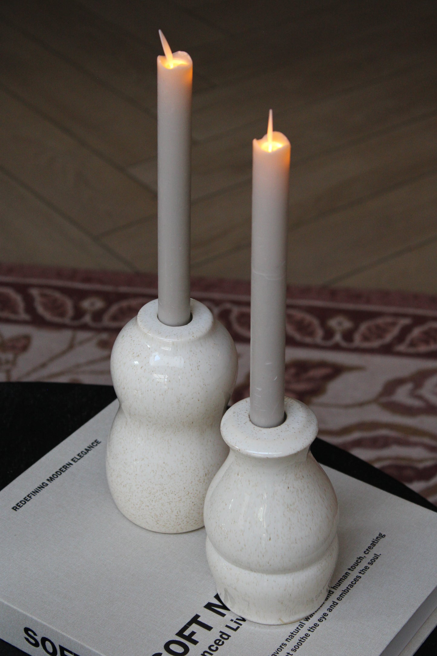 KANDELAAR | BEIGE | SET VAN 2
