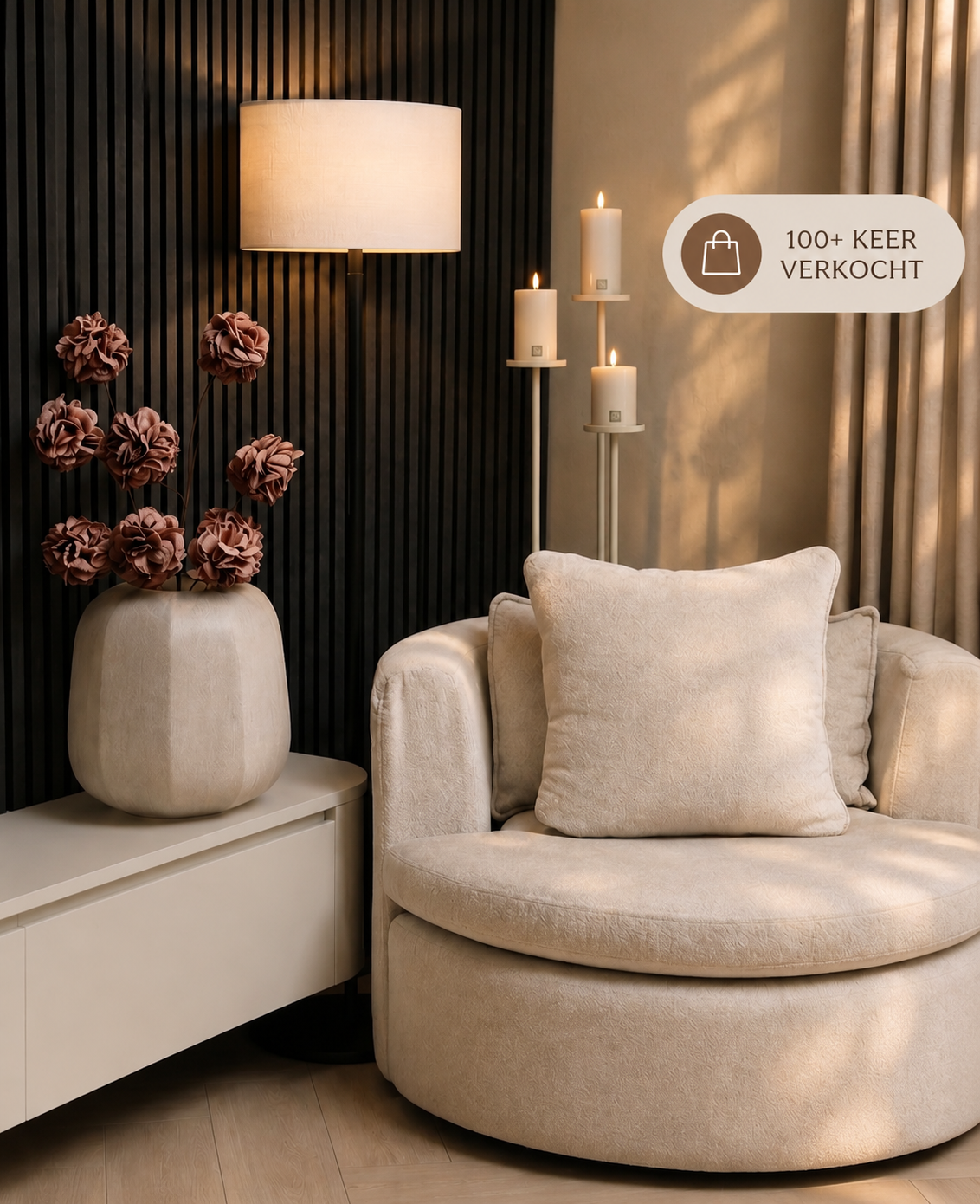 VLOERKANDELAREN | BEIGE | SET VAN 3