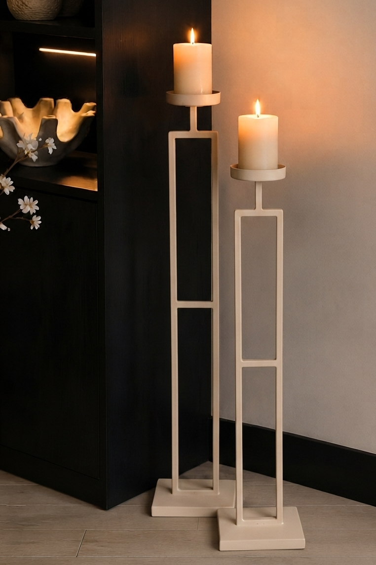 VLOERKANDELAAR | BEIGE | SET VAN 2
