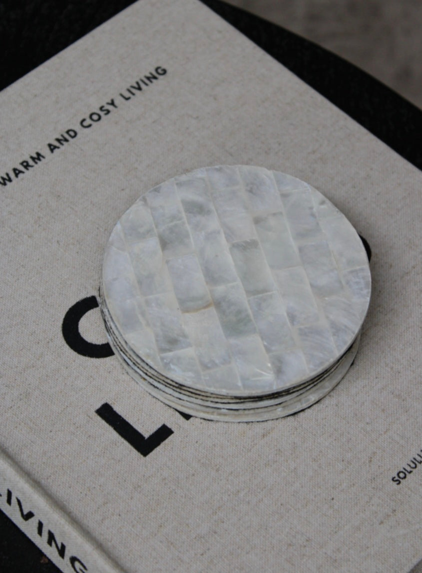 ONDERZETTERS | CAPIZ SCHELP | SET VAN 6