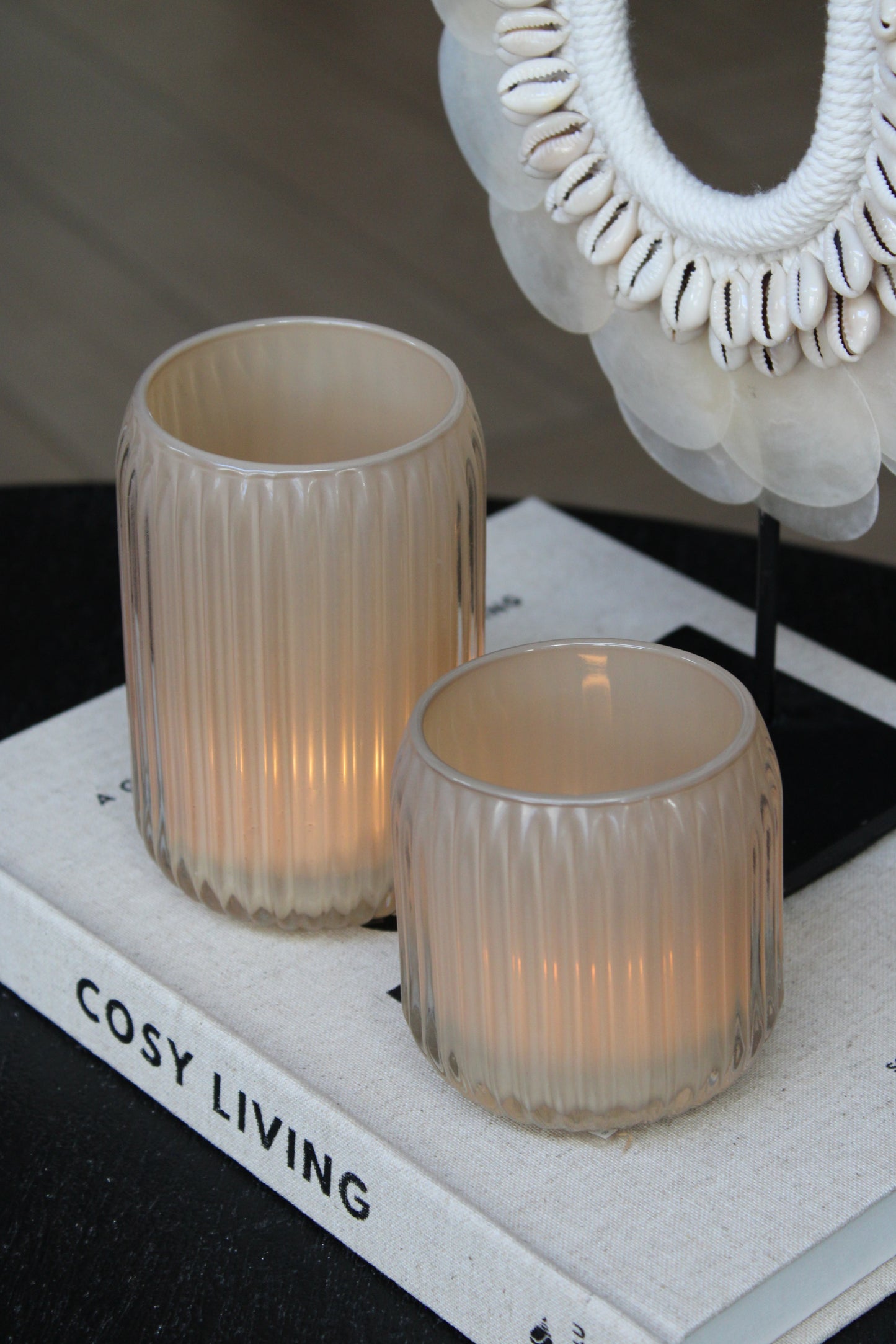 TEALIGHT ROMAN | STRIPE | LIGHT TAUPE
