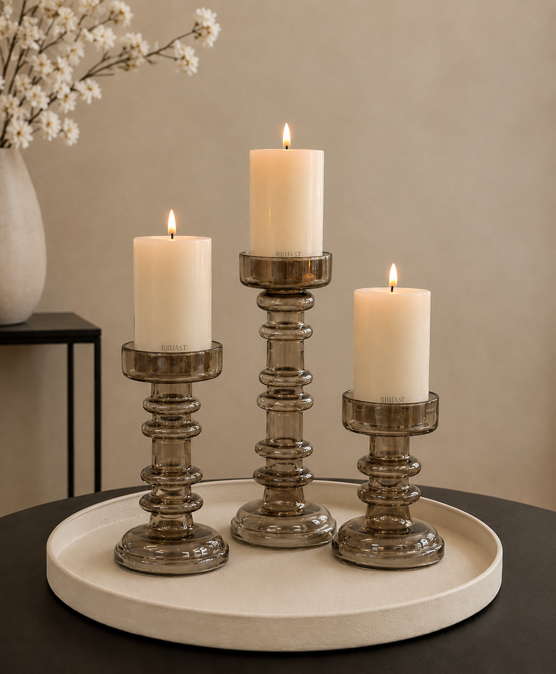 GLAZEN KANDELAAR | LUSTER | SET VAN 3 | PRE ORDER