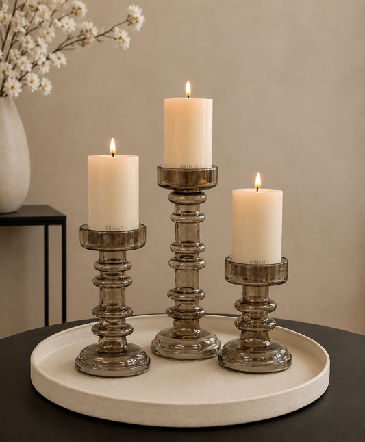 GLAZEN KANDELAAR | LUSTER | SET VAN 3 | PRE ORDER