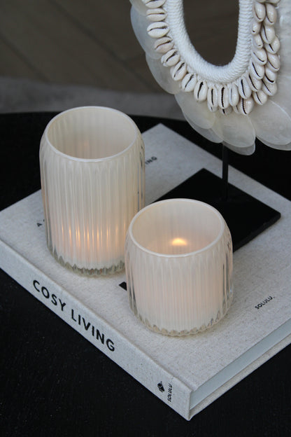 TEALIGHT ROMAN | STRIPE | PAREL BEIGE