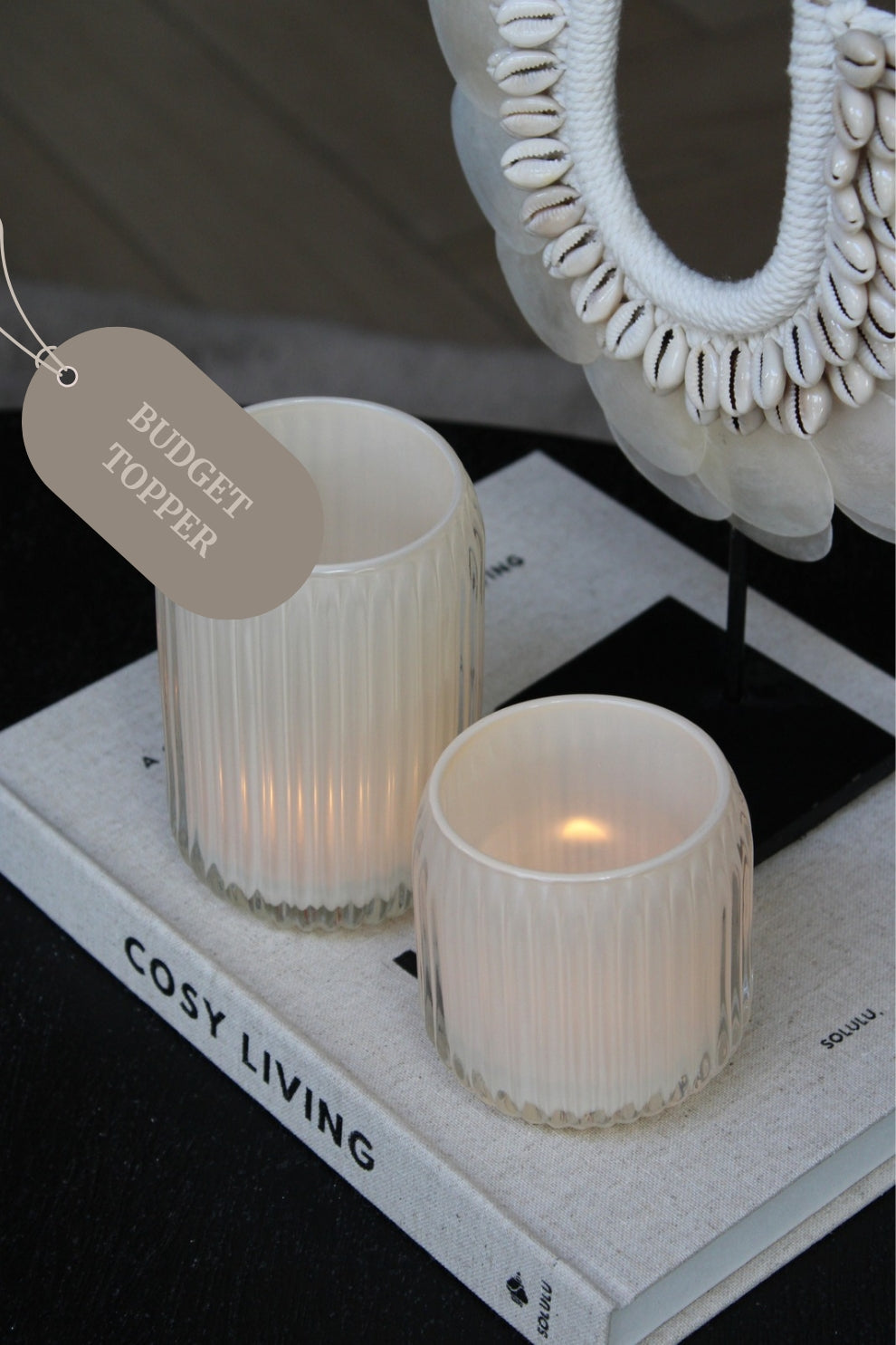 TEALIGHT ROMAN | STRIPE | PAREL BEIGE