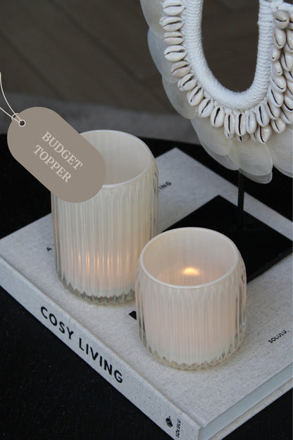 TEALIGHT ROMAN | STRIPE | PAREL BEIGE