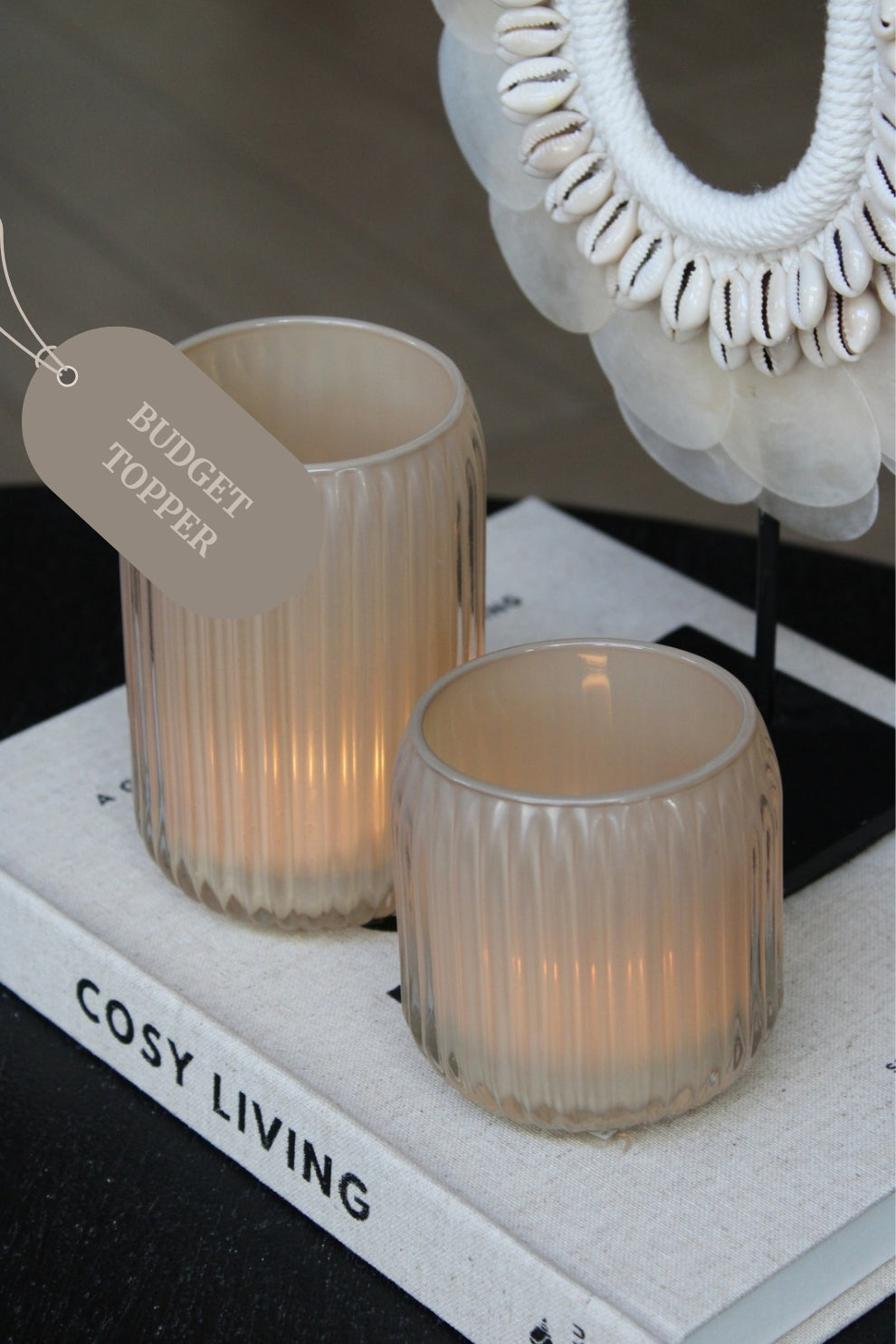 TEALIGHT ROMAN | STRIPE | LIGHT TAUPE