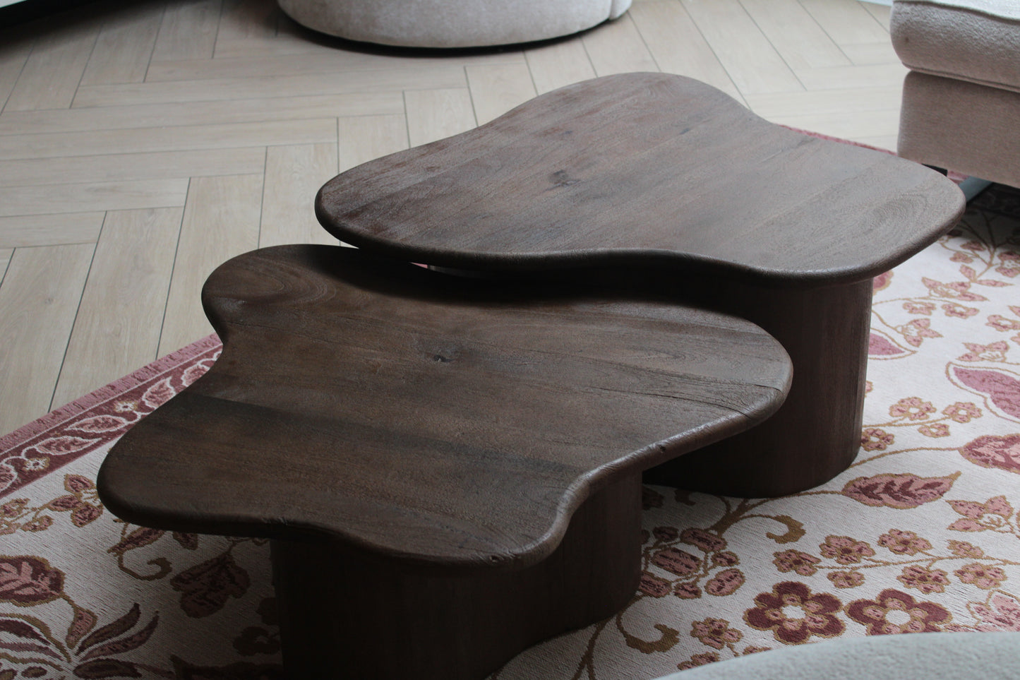 ORGANISCHE SALONTAFEL | BY-BOO | SET VAN 2 | WALNUT