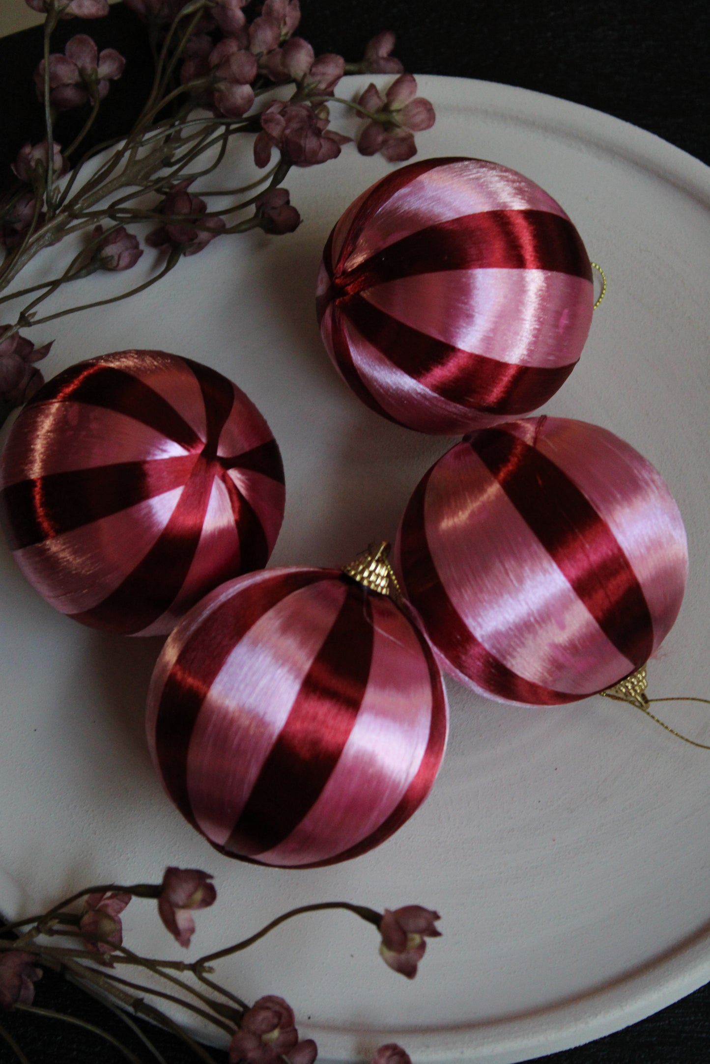 KERSTBAL | ROOD/ROZE | SET VAN 4