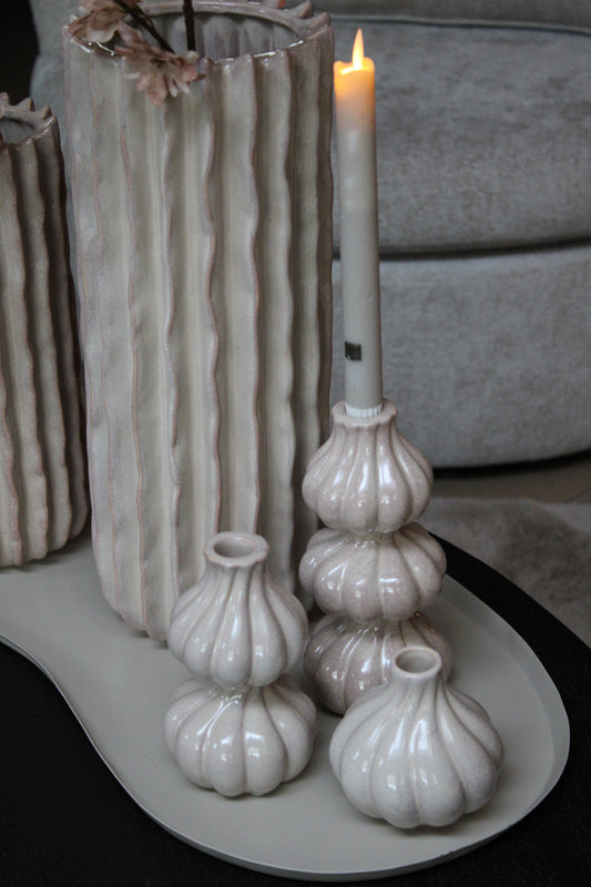 AARDEWERK KANDELAAR | TAUPE | 3 FORMATEN