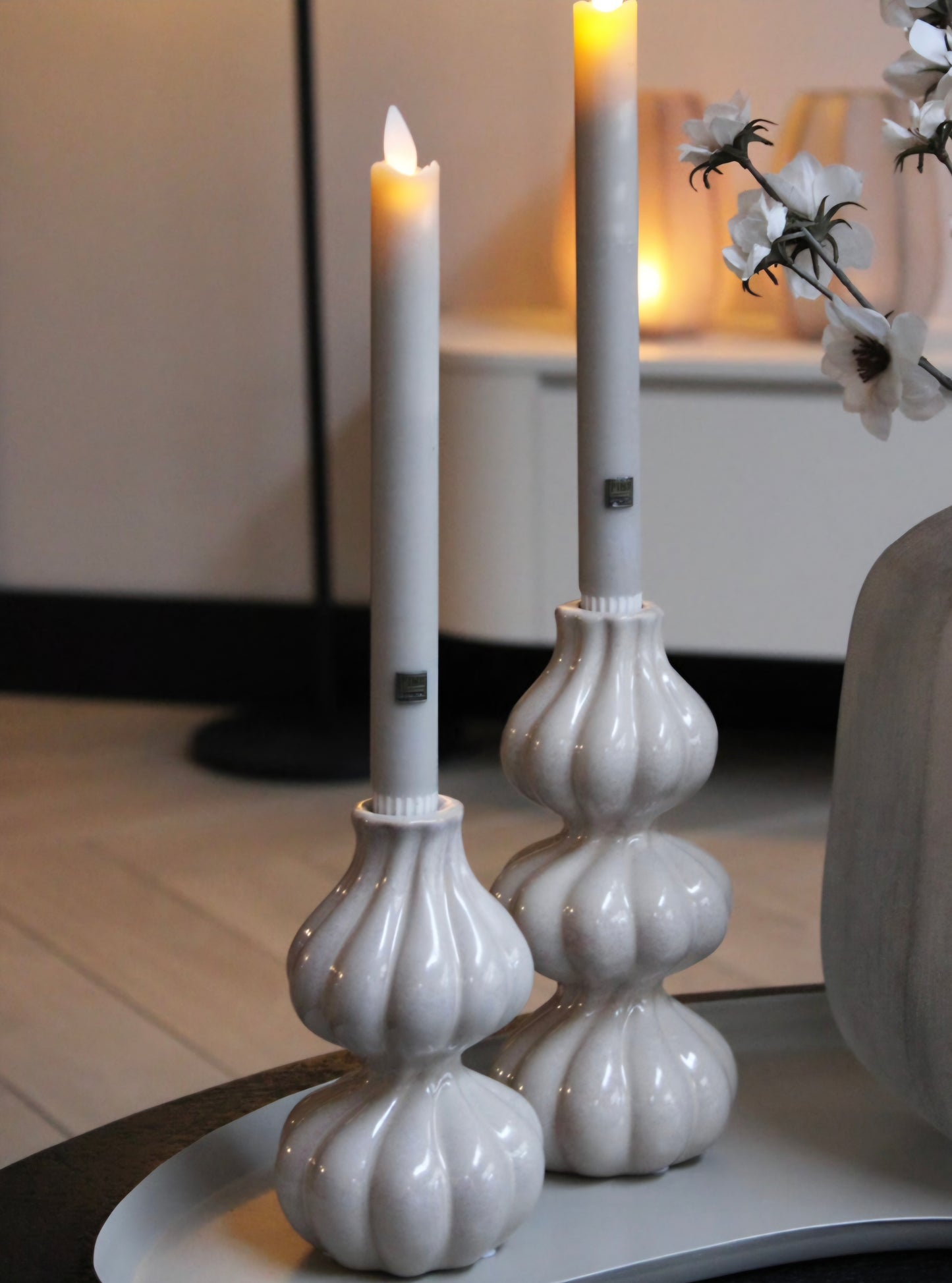 AARDEWERK KANDELAAR | TAUPE | 3 FORMATEN