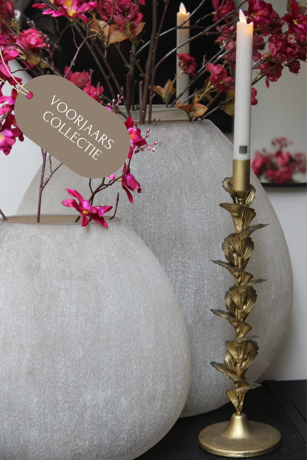 KANDELAAR  GOUD | BLADEREN | 40CM