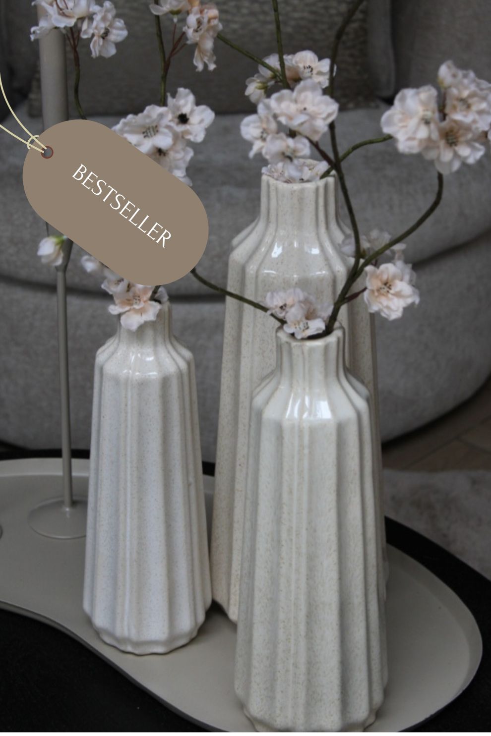 STRIPE VAAS | AARDEWERK | BEIGE