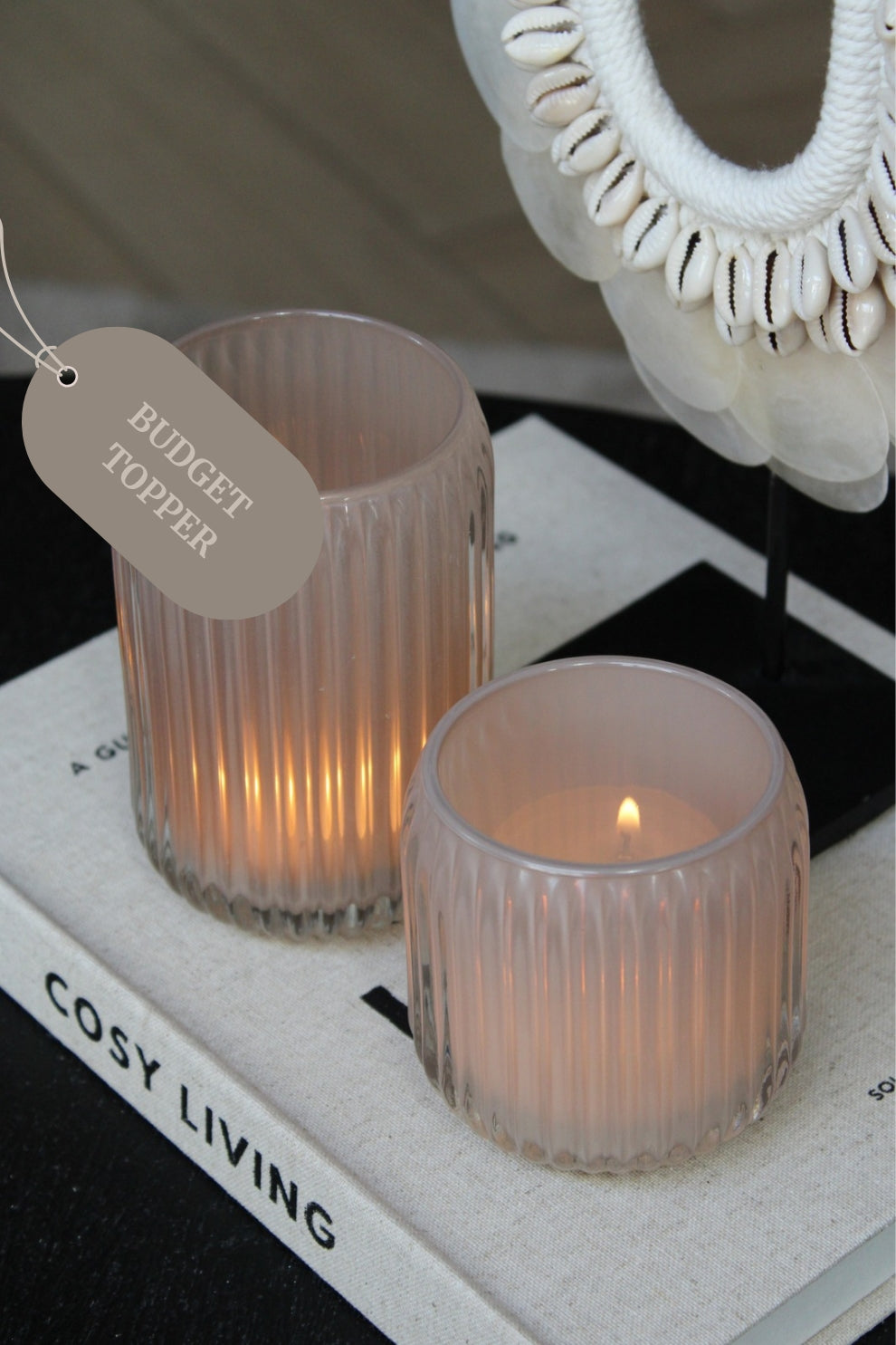 TEALIGHT ROMAN | STRIPE | TAUPE