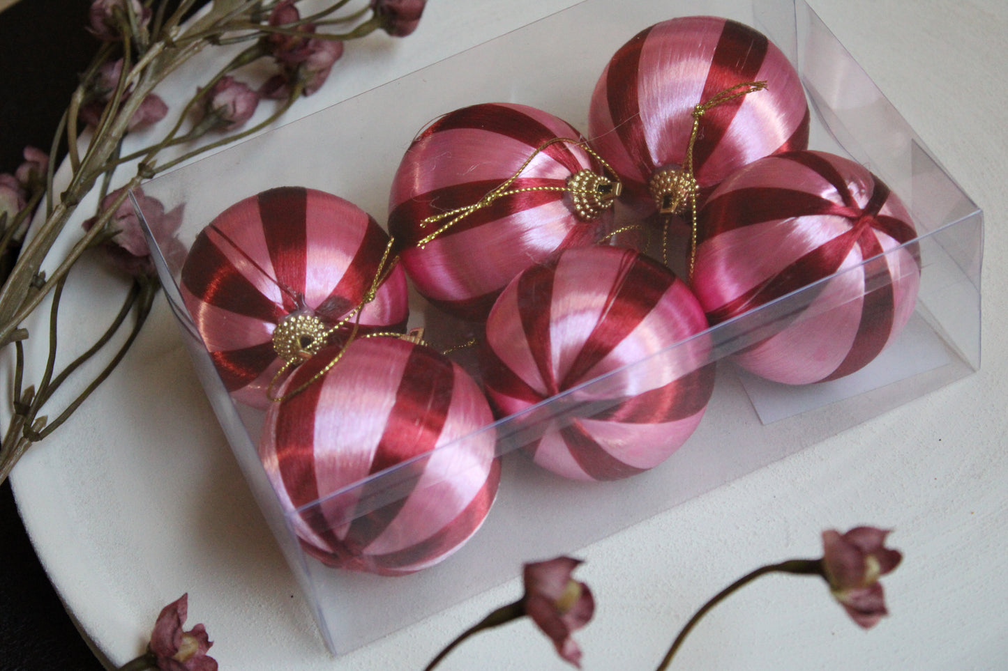 KERSTBAL | ROOD/ROZE | SET VAN 6