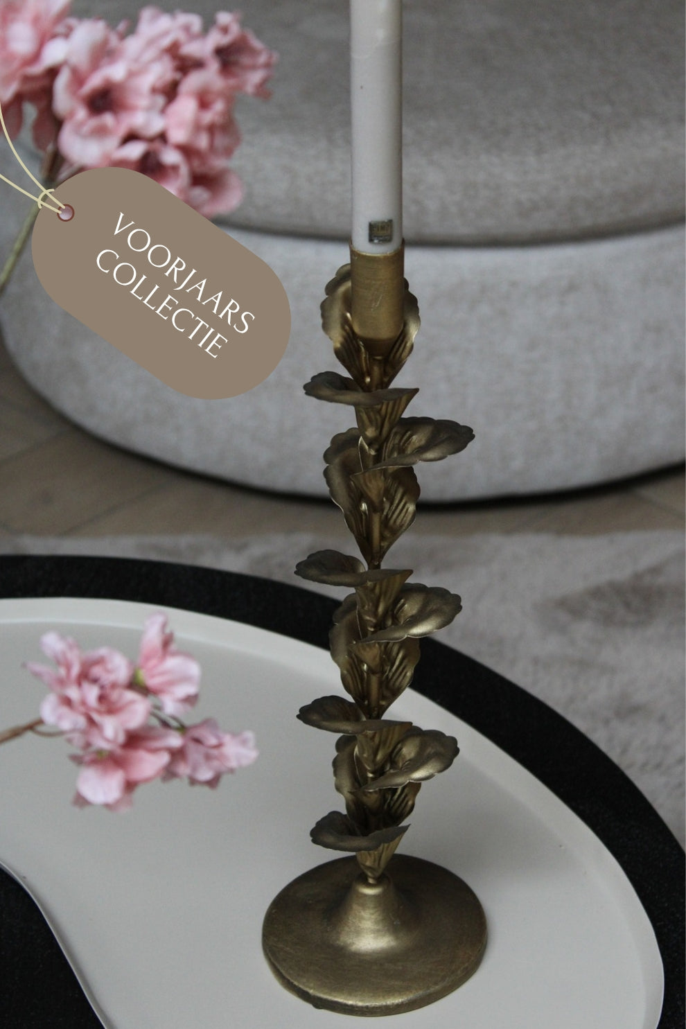 KANDELAAR  GOUD | BLADEREN | 40CM