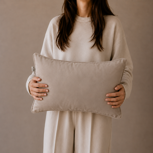 KUSSEN PLUIMSTEEN | TAUPE | 30X50 CM