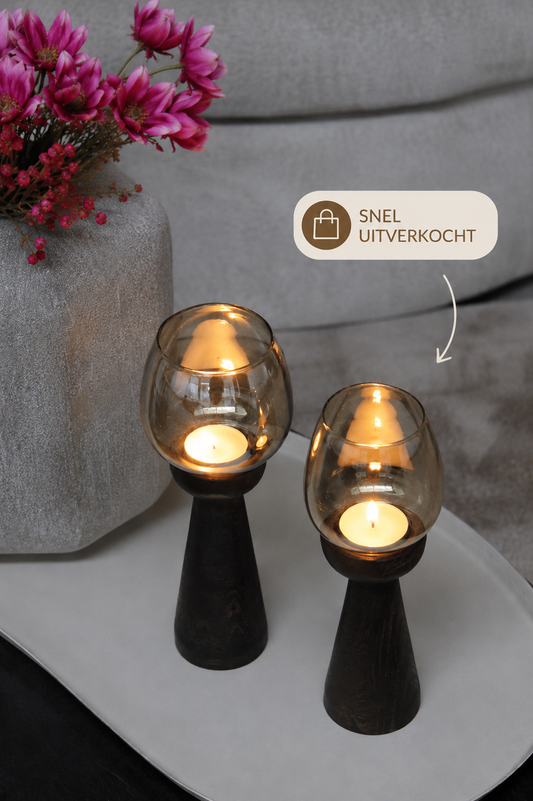 WALNOOT KANDELAAR  | LUSTER